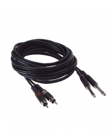 Cable de 2 RCA machos a 2 jacks de 6,3. 5 m. Negro.