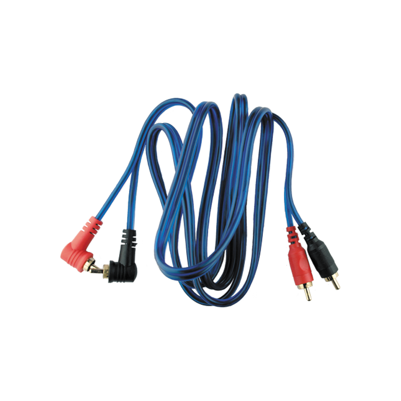 Stereo cable double RCA male (“L” shaped) to double RCA male. 1.5 m