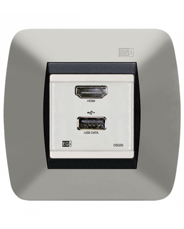 Módulo de pared con conector hembra-hembra para datos USB y HDMI