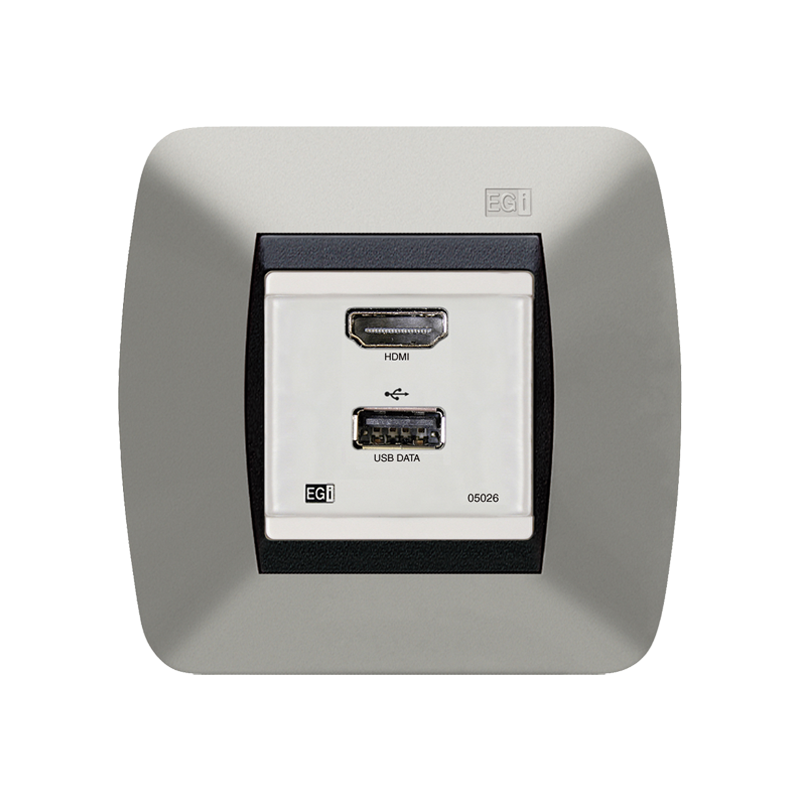 Módulo de pared con conector hembra-hembra para datos USB y HDMI